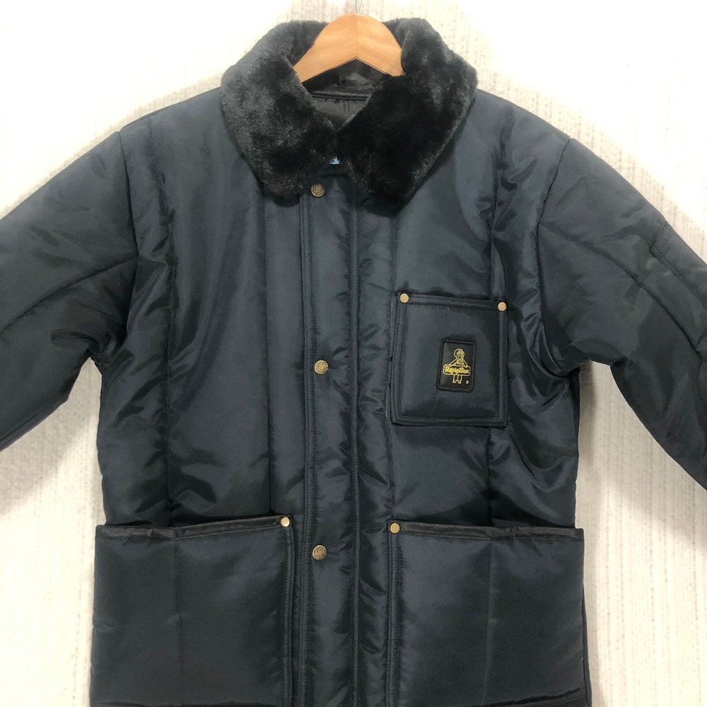 RefrigiWear Iron-Tuff Insulated Parka Jacket Navy Blue Faux Fur Collar 0322R M